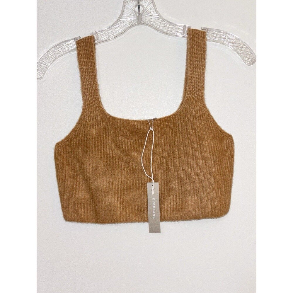 Everlane Tan Cropped Tank Top Women Medium Cozy Stretch Cami Wool Yak